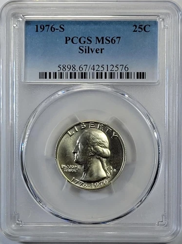1976 - S  Silver Washington Quarter - PCGS  MS67