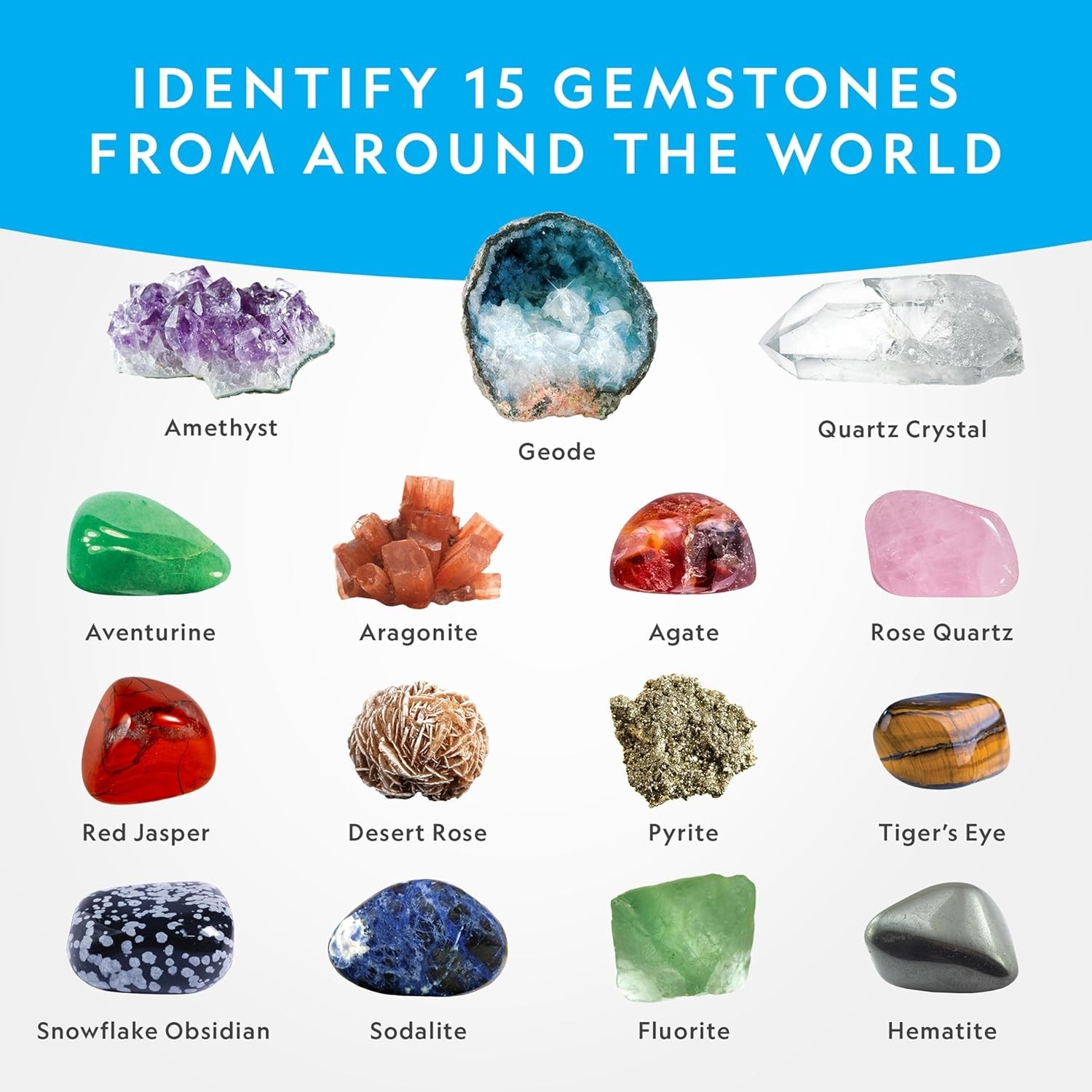 National Geographic Gem Dig Kit: Explore 15 Stunning Real Gemstones & Crystals