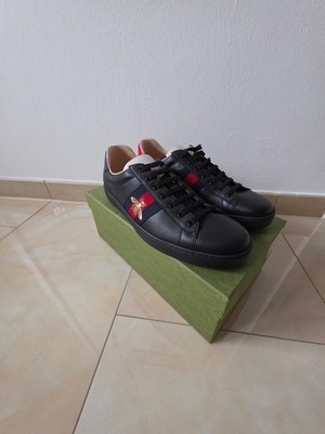 GUCCI ACE Sneaker BEE bestickte Biene schwarz Herren Größe 46 Neuware
