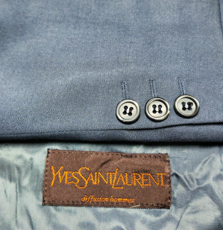 Tuta db vintage Yves Saint Laurent tutta pettinata classica su misura viola blu 40R