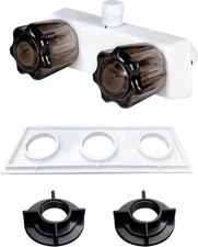 4" RV Shower Faucet, Dual-Handle Camper Faucet Mixing Valve Diverter White 