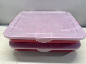 Sterilite Ornament Red Storage Case Holds 20 3.5" Christmas Ornaments Lot of 2