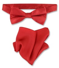 Biagio 100 Silk BowTie Solid Rose Red Color Mens Bow Tie and Handkerchief