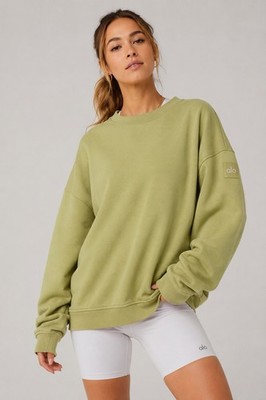 Alo Yoga Renown Heavyweight Crewneck Sweatshirt Wasabi Green M Unisex Pullover 
