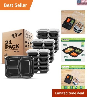 Meal Prep Containers [21 Pack] 3 Compartment with Lids, Food Storage Containe...