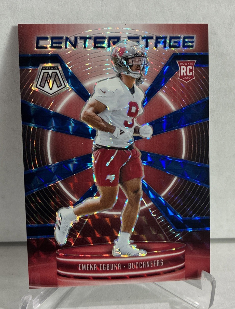 Emeka Egbuka RC 2025 Panini Mosaic Center Stage Blue /99