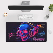 40*90cm Customize NameText Esports Rock Skull Design HD Printed XXL Mousepad - M