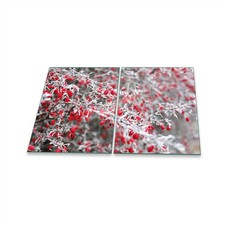 Herdabdeckplatte Ceran 2-Teilig 2x40x52 Natur Rot Abdeckung Spritzschutz Glas
