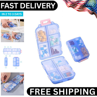 Pill Box 2 Compartment Medicine Pill Case Portable Pill Holder for Pocket/Purse