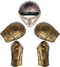 Kids 5-Pc Medieval Knight Armor Helmet Visor Pauldron Vambrace Costume Halloween