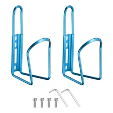 2pcs Bike Water Bottle Cage Ultralight Aluminum Holder with Hardware, Blue