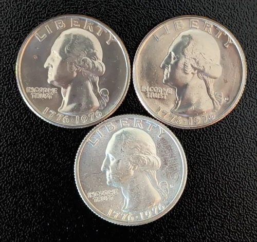 1776-1976-P D S Uncirculated Washington Quarter 3-Coin Set  S quarter is SILVER