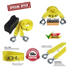 High-strength 2x20 Ft Tow Strap 20000 Lbs Capacity For Safe Vehicle Recovery High-strength 2x20 Ft Tow Strap 20000 Lbs Capacity For Safe Vehicle Recovery