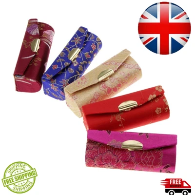 TRENDGAZERS Lippenstift Etui Halter Box Retro Brokat bestickt Blumen Design Spiegel Accessoire