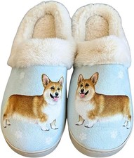E S Pets Corgi Snugg Slippers for Pet Lovers - Fuzzy Memory Foam, L/XL