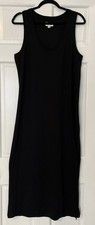 Pact Maxi Dress Womens Medium Black Organic Cotton Tank Slit Minimalist Summer