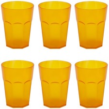 ENGELLAND 6 x Hartplastikbecher Party-Becher Gläser Mehrweg 400 ml Orange