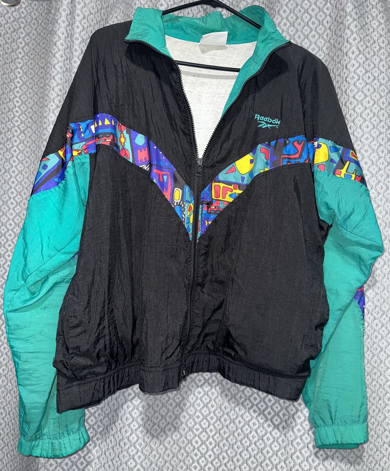 Vintage Reebok Windbreaker Jacket Unisex Large Y2K 90's Made in USA Full Zip