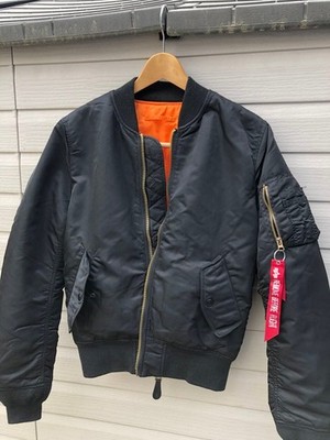 Alpha Industries MA-1 Black Jacket Orange Lining S