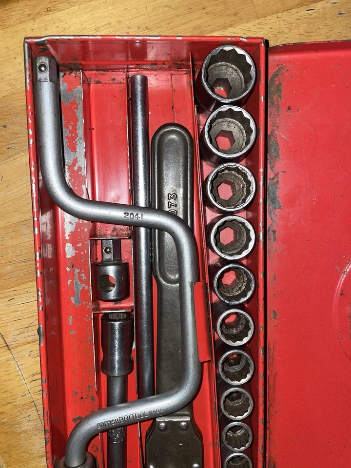 Britool 1/2 Drive Ratchet Plus Sockets Vintage Used Hexagon - Image 3 of 4