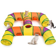 H-4-Way Collapsible Cat Tunnels for Kittens Indoor Entertainment, Washable Cu...