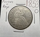 1853 O 50c Liberty Seated Half Dollar XF Details w/ Arrows & Rays & Die Crack