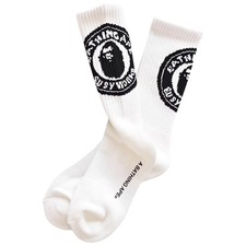 BAPE Busy Works Crew Socks White Black  A Bathing Ape