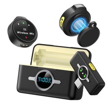 Wireless Lavalier Microphone for iPhone/Android, Lapel Mics with USB-C Black