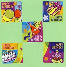10 Happy Birthday Celebration - Large Stickers -  Party Favors