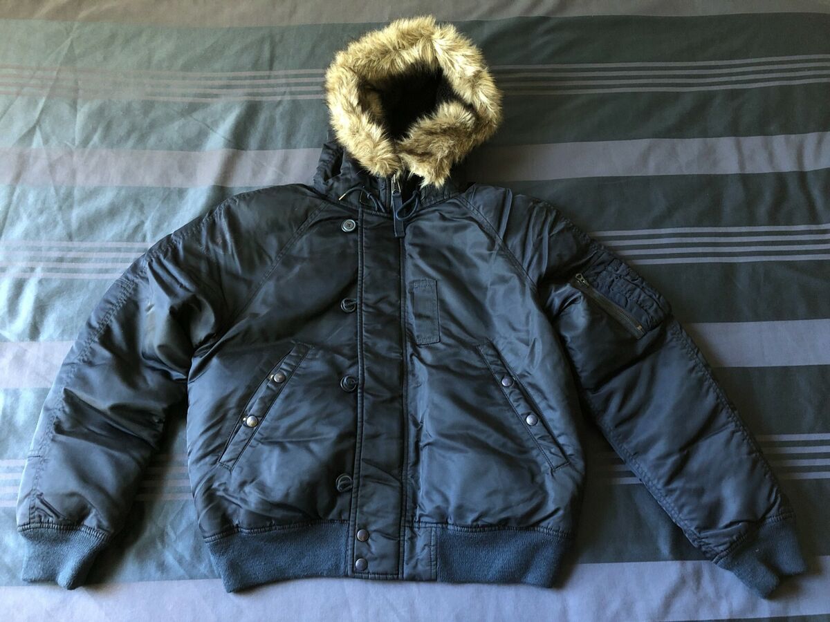 ジャケット・アウター Ralph Lauren N-2B fur down jacket black Polo Ralph Lauren MEDIUM Navy Military Down N2B Bomber