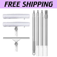 Effortless Window Cleaning Kit - 13.78" Squeegee and Microfiber Scrubber Duo