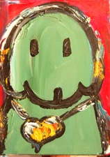 GREEN DOG  Modern Abstract   Original Oil Painting  IMPRESSIONIST ARTIST