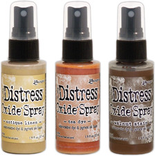 Tim Holtz Distress Oxide Sprays 3 Colors Including Antique Linen, Tea Dye and W