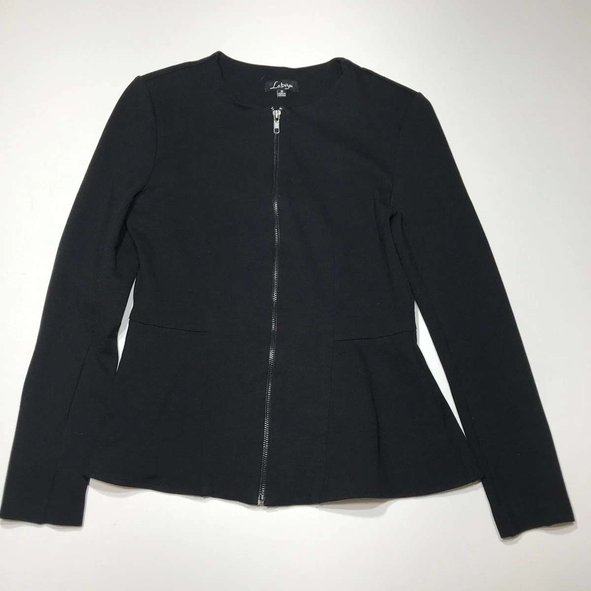 La Bijou Blazer Jacket Womens Size M Career Full Zip Front Stretch No Collar