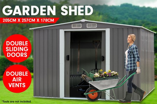 6ft x 8ft Garden Sheds Tool Storage Outdoor Workshop Shelter Spire Roof - Grey - Picture 2 of 9