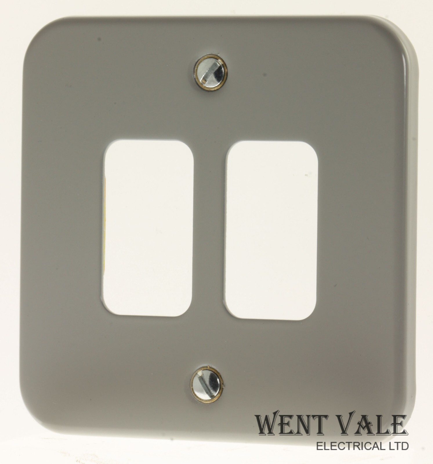 GET Ultimate Grid - GUG02GMC  2 Module Metalclad Grid Switch Front Plate + Frame