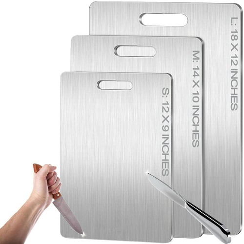 100% Pure Titanium Cutting Boards, Double Sided Medical-grade Titanium 3 sizes