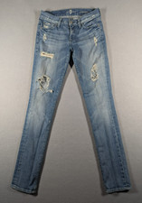 Vintage 7 For All Mankind Jeans Womens 26 Blue Roxanne Distressed Made In USA