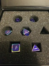 Polyhedral Metal 7Pc Dice Purple-Blue/Iridescent; DnD,Roleplaying, FREE SHIPPING