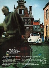1969 Volkswagen VW Bug Beetle Original Color Pan Am Airline Print Ad