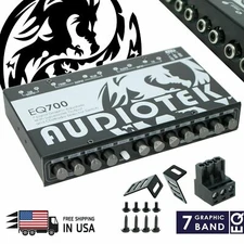 Audiotek EQ700 1/2 Din 7 Band Car Audio Equalizer EQ w/ Front, Rear + Sub Output
