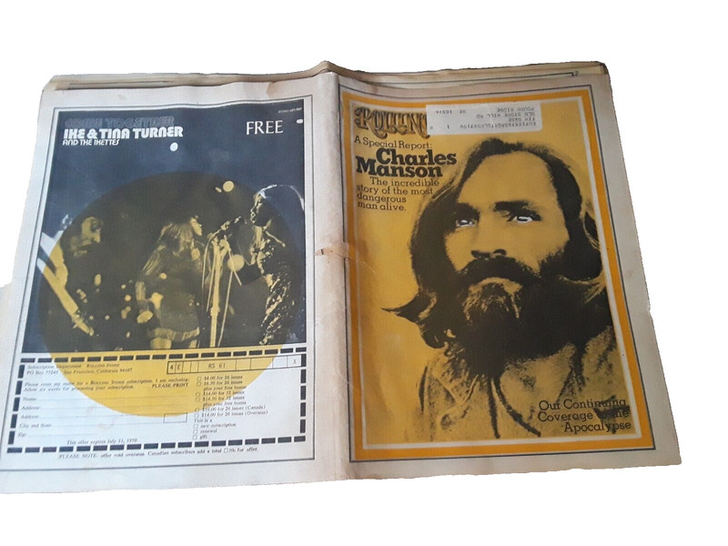 Rolling Stone Magazine No. 61 6/25/70 Charles Manson Issue (Cover/Article Only!)