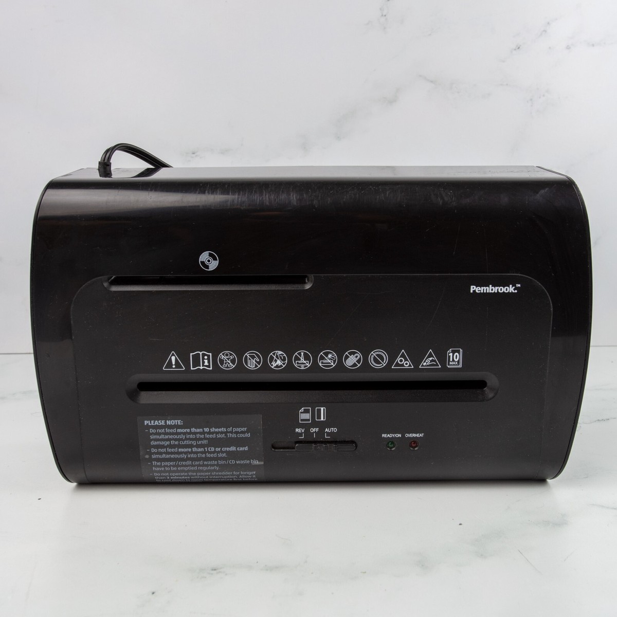 Pembrook Paper Shredder, CD and Credit Card Office, Used, Fully