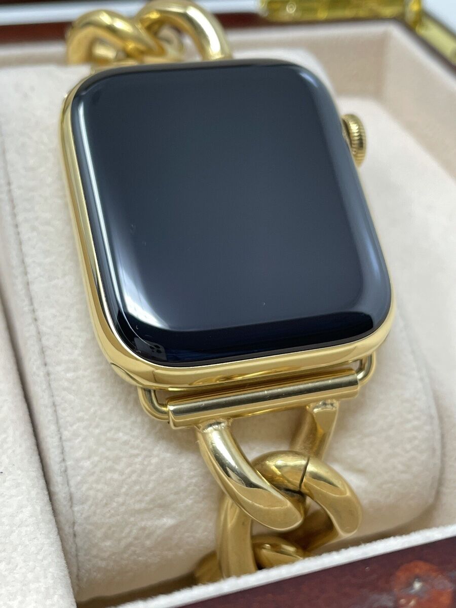 45mm Apple Watch Series 7 Custom 24K Gold Plated Stainless Steel GPS LTE O2