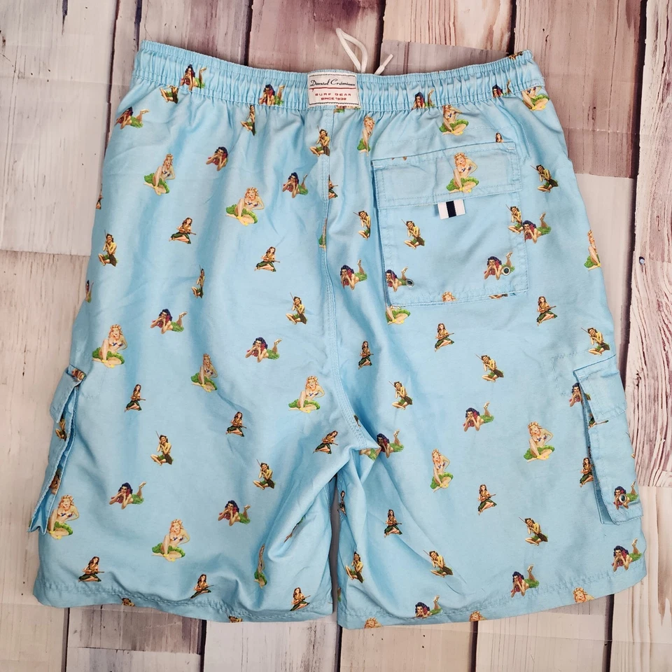 Pantalones Cortos Daniel Cremieux Para Hombres Grandes Equipo de Surf Azul Hula Niñas Hawaiano Carga Foto 3 de 4