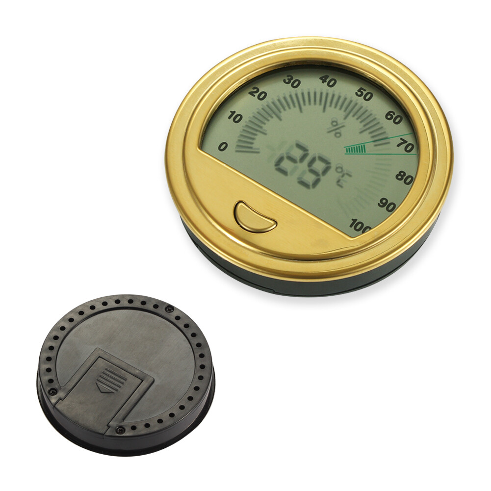 Pocket Digital Analog Hygrometer Cigar Humidor Thermometer Temp Humidity Meter