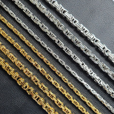 Königskette Edelstahl Panzerkette Halskette Silber & Gold Länge 45cm-65cm