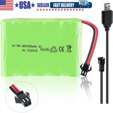6V 2400mAh Ni-MH AA Battery Pack w/ SM-2P 2Pin Plug & Charger for RC Truck Car