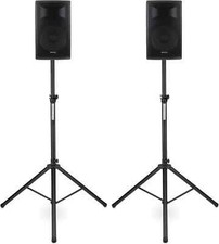 Coppia Casse Amplificate Attiva Bluetooth USB SD 10'' 2-Band EQ 400W + 2 Stativi