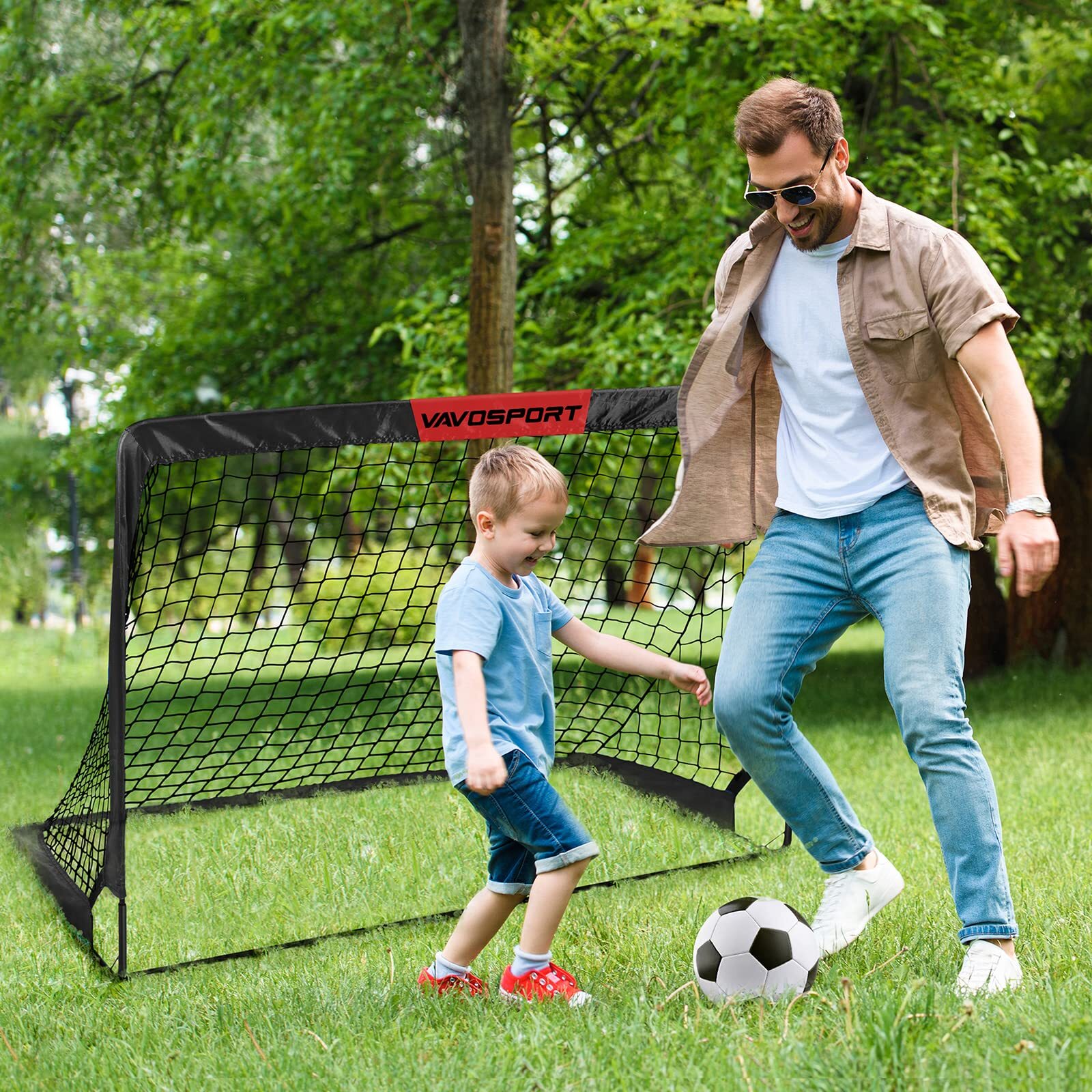 Kids Portable Soccer Goals Set - 2 x 3' Pop Up Net with Soccer Ball